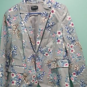 Liz Clairborne Career Blazer - Gray/Floral Print
